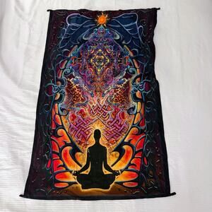 Psychedelic Meditation Yogi Wall Hanging 44x27 Cotton Art Tapestry M. Dubois Art